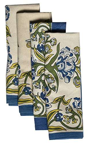 CONTRAST LIVING Deekshy Hand Block Printed Kitchen Towel/Dish Towel/Hand Towel Multi Color Set of 3 Pcs 3