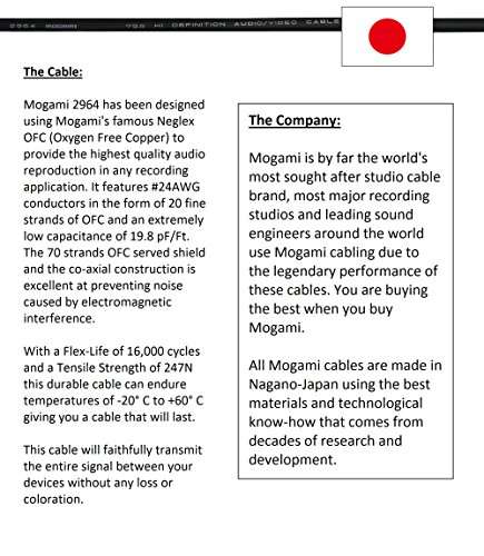 WORLDS BEST CABLES 2 Foot – High-Definition Audio Interconnect Cable Pair Custom Made Using Mogami 2964 Wire and Amphenol ACPL Black Chrome Body, Gold Plated RCA Connectors 2