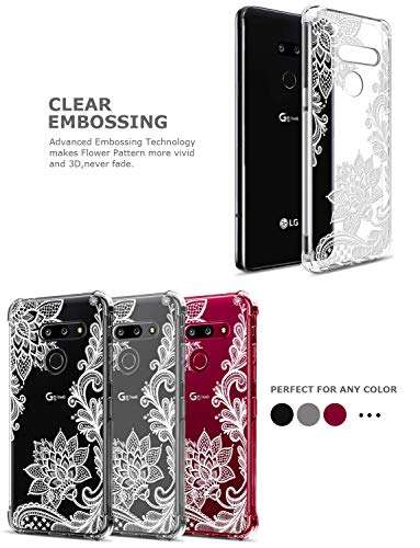 GREATRULY Floral Clear Pretty Phone Case for LG G8 ThinQ (2019 Release) for Women Girls,Flower Design Transparent Slim Soft Drop Proof TPU Bumper Cushion Silicone Cover Shell,FL-S 2