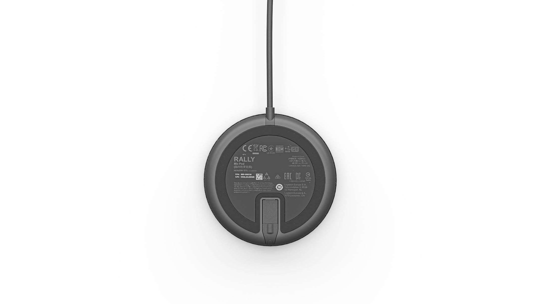 Logitech Rally Mic Pod, Black, 0.8" x 4" x 4" 4