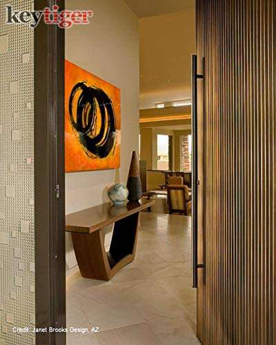 KEYTIGER 12" Long Two-Sided Stainless Steel Matte Black Door Handles Modern Front Door Handle Pull for Commercial Glass Doors Sliding Wooden Barn Doors Interior Exterior Pulls, Round Cylindrical Bar 4