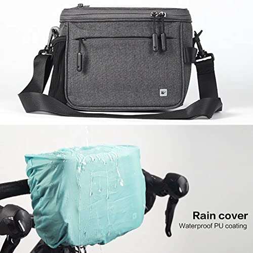 Rhinowalk Bike Handlebar Bag Waterproof Bicycle Front Bag Pack Camera Bag Handbag Phone Bag with Touch Screen Shoulder Strap, Grey 3