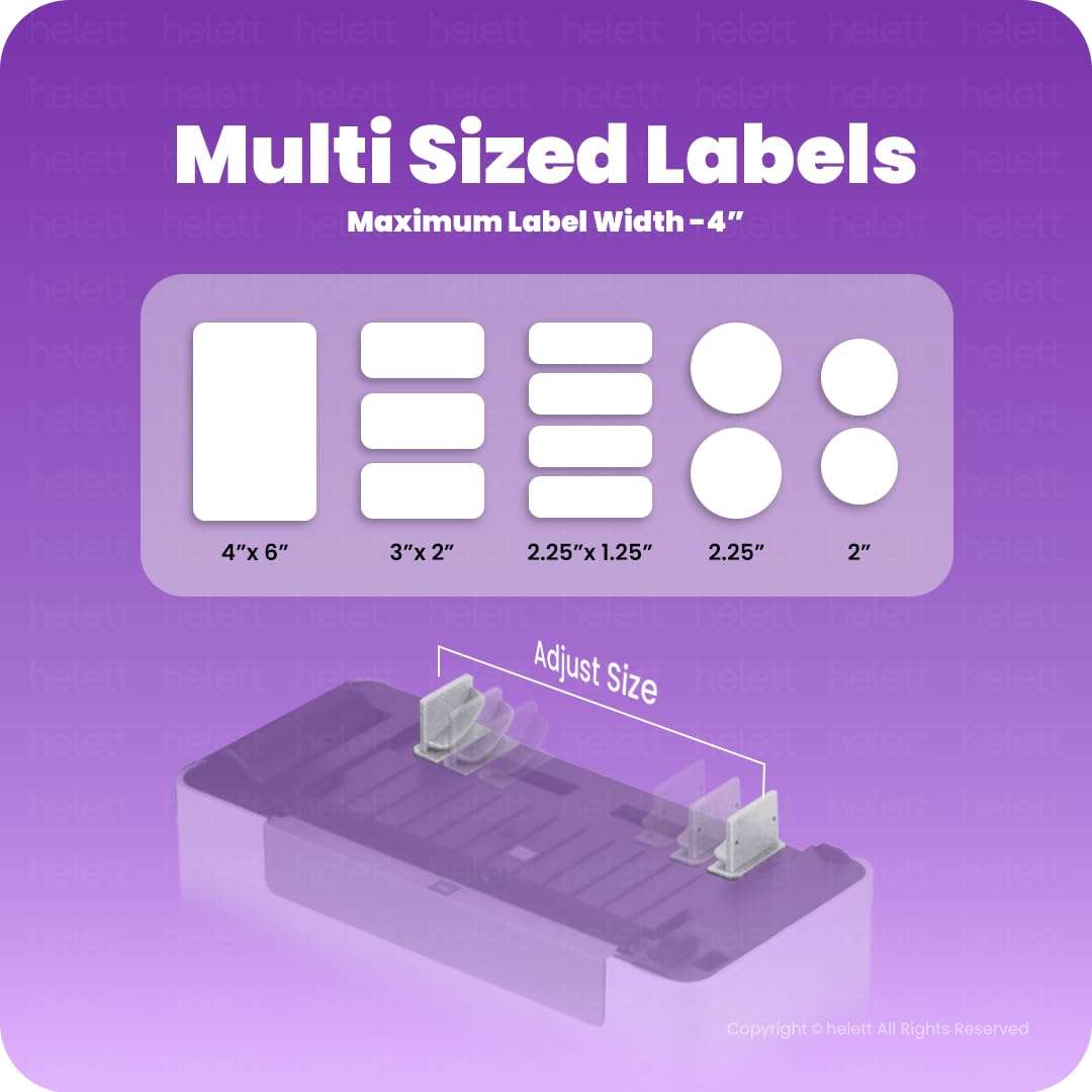 Helett® H30C USB Direct 4×6" Shipping Label Printer |Adjustable Label Size| 203DPI Resolution 152mm/s Printing Speed Compatible with Windows,Mac,Linux Chrome OS (1Year Warranty) White 5