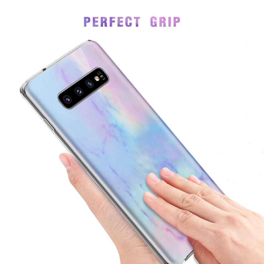 Caka Case for Galaxy S10 Marble Case Slim Anti Scratch Shockproof Luxury Fashion Silicone Soft Rubber TPU Protective Case for Samsung Galaxy S10 (Opal) 6