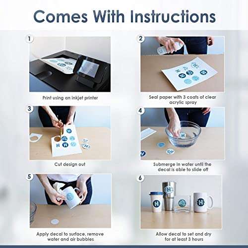 Hayes Paper, Waterslide Decal Paper Inkjet White 20 Sheets Premium Water Slide Transfer Paper, Bright White, A4 Size, 8.25 x 11.7 Inch 4