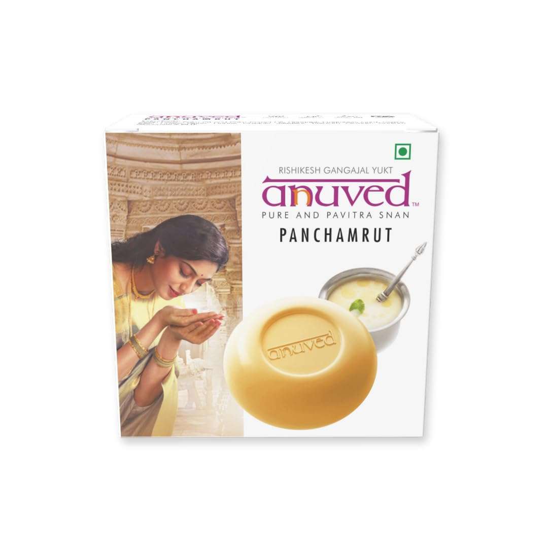 Anuved Family Combo (Pack of 9) Herbal Soaps 125g each Chandanam, Kewda, Utane, Kesar, Panchamrut, Ashtagandha, Aloe Vera, Haldi Chandan & Pahadi Gulab with Sacred Indian Herbs,Enriched with Gangajal 4