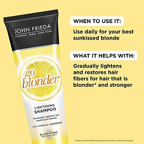 John Frieda Sheer Blonde Go Blonder Shampoo, Gradual Lightening Shampoo, 8.3 oz, with Citrus and Chamomile, featuring our BlondMend Technology 8.3Oz Bottle 3