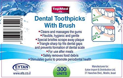 TOPMED ETS Oral Care Dental Brush Teeth Pick Plastic Teeth Floss Toothpick, Interdental Brush (300 Count 1 Box) 5