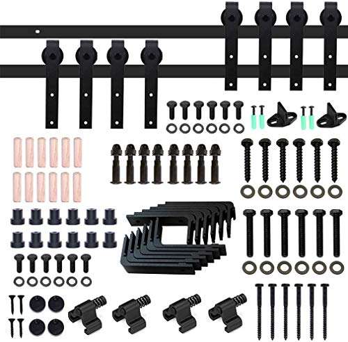 CCJH 10FT Sliding Barn Door Hardware Kit Rails with 4 Pair of Hangers fit for 30" Wide Door Panel Basic Style Hangers Black 2