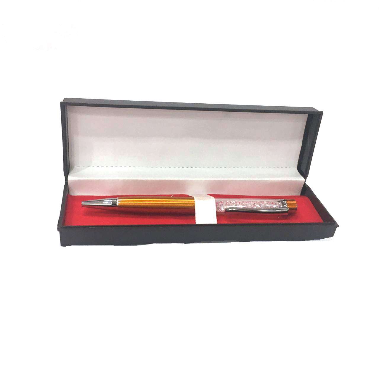 Msa Jewels Metal Royal Corporate Roller Ball Pen Gift || Unique Stylish | Blue Ball Point Pen Gift || Ideal For Gift, Office Use, etc (Crystal Orange) 3