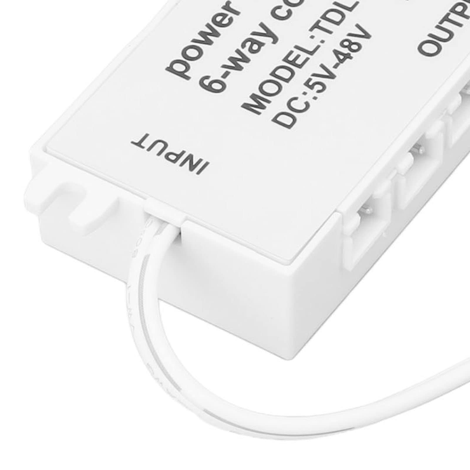 Jeanoko Power Supply Junction Box, 6 Way Coupling Box XH2.5 Port 48W 5‑48V Plug and Play Power Supply Junction Box Power Coupling Box for LED Light 4