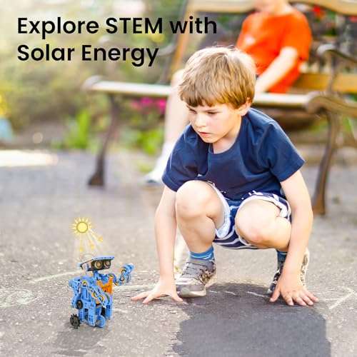 Sillbird Solar Building Robot Kit STEM Gift for Boys Aged 8-13, DIY Science Educational Toys for Kids Teens Birthday, 12-in-1 Solar or Battery Powered Robotic Set with 197 Pieces 3