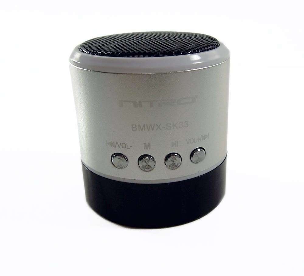 Nitro BMWX-SK33 Portable Digital HI-FI Multi Media Rechargeable Mini Portable Speaker for iPod,ipad,Laptop,Cell Phone,mp3,mp4 with Micro sd,aux Input (Silver)