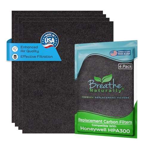 Breathe Naturally - Replacement Filters Compatible with Honeywell Air Purifier HPA300, HPA300 or HRF-R3 Series – Activated Carbon Prefilter – 12" x 17.2", 14" x 17.2" - Easy Replacement - (Pack of 4)