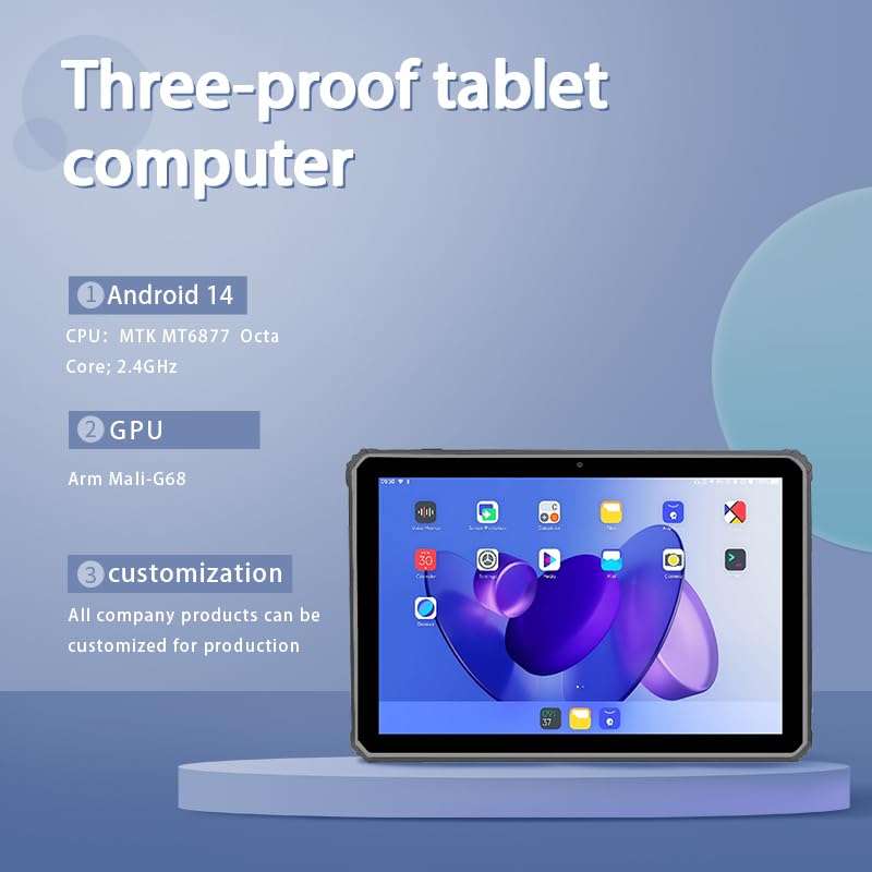 Breloom ST10-5G Rugged Tablet, 10.1 inch Andriod 14 Tablet, Octa-Core CPU 8GB+256GB, IP68 Waterproof, 10000mAh, 5G/BT 5.0/GPS/NFC, 13MP+5MP Camera (Orange) 3