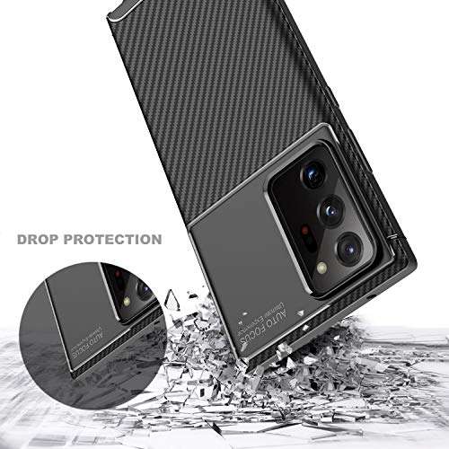 E-Began Case for Samsung Galaxy Note 20 Ultra (2020 Release), Ultra Slim Thin [Carbon Fiber] Designed Anti-Scratch and Non-Slip Light Weight Soft TPU Protective Cover Case -Black 4