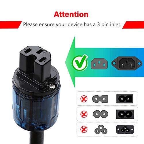 HiFi Audiophile Power Cord HiFi Audio AC Power Cable Power Cord US Plug 1.5 Meters 4.9feet 6