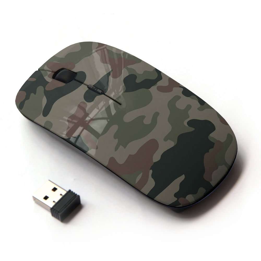 STPlus Army Camo Camouflage Pattern (Jungle Green #5) 2.4 GHz Wireless Mouse with Ergonomic Design and Nano Receiver 1
