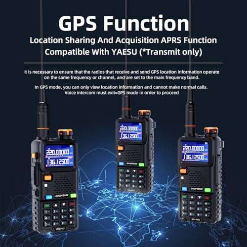 BAOFENG 5RH Pro GPS Handheld Radio Multi-Band USB-C Charging Radio Copy Frequency 640 Channels Walkie Talkie 10W High Power APRS Radio for Adult 3