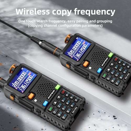 BAOFENG 5RH Pro GPS Handheld Radio Multi-Band USB-C Charging Radio Copy Frequency 640 Channels Walkie Talkie 10W High Power APRS Radio for Adult 5