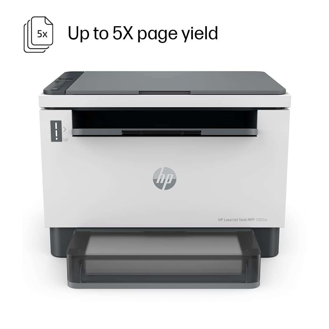 HP Laserjet Tank MFP 1005w, Wireless, Print, Copy, Scan, Hi-Speed USB 2.0, Bluetooth LE, Up to 22 ppm, 150-sheet Input Tray, 100-sheet Output Tray, 1-Year Warranty, Black and White, 381U4A 3