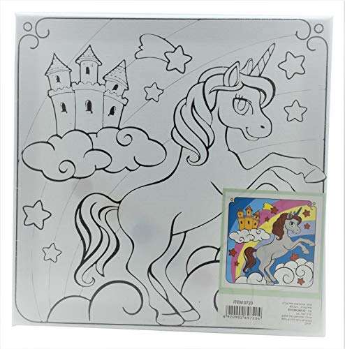 MY PARTY SUPPLIERS Jagmag® Kids Canvas Painting Set with Acrylic Paint and Brush/Cartoon Theme Small Canvas Painting Set for Kids/Birthday Gift for Children/Hobby Summer-Camp Kit (1pcs) 3