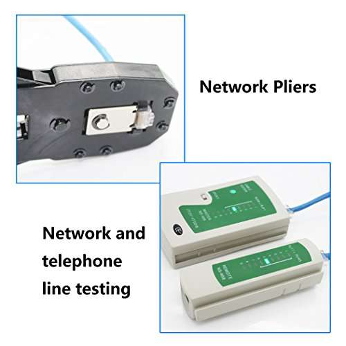 Network Tool Kit, GGIENRUI 7 in 1 Professional Ethernet Network LAN Kit RJ11 RJ45 Cat5e Cat6 Cat7 Wire Cable Tester Crimping Tool Crimper, 50pcs RJ45 Coupler Joiners, Internet Coupler (65pcs Set ) 5