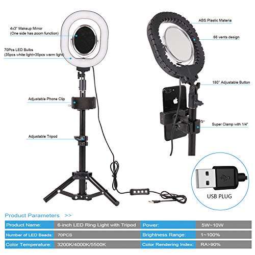 7×6" Selfie Ring Light,Dimmable USB Desktop lighting with Adjustable Stand & Cell Phone Holder for Live Stream/Makeup, for Vlog, YouTube Video/Photography, Compatible with iPhone Android (oval) 5