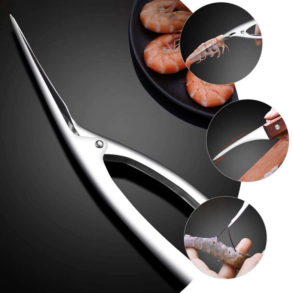 1 Set Stainless Steel Shrimp Opener Shrimp Shell Cleaner Shrimp Cleaner Tool Shrimp Peeler Tool Kitchen Supplies Shrimp Knives Shrimp Peeling Gadgets Shrimp Line Cutter 4
