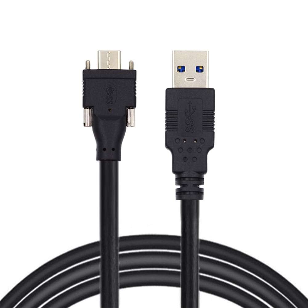 NFHK 5 Meters USB 3.1 Type-C Dual Locking Connector to Standard USB3.0 Data Cable for Camera with Panel Mount Screw 1