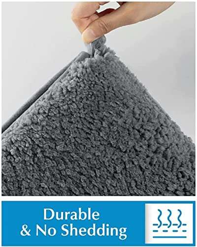 SIWAN | Anti-Skid Microfiber Soft Bathmat Use for Bathtub, Kitchen, Living Room, Dining Room Dark Grey, Pack of 2, (40cm x 60cm) 6