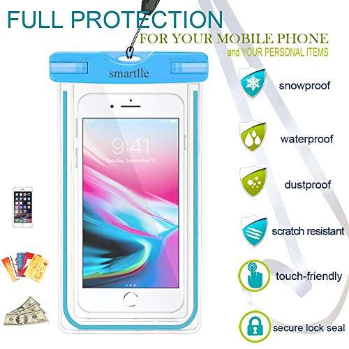 smartlle Waterproof Phone Pouch, Universal Waterproof Phone Case, Dry Bag Outdoor Beach Bag for iPhone 15 14 13 12 11 Pro Max XR SE XS 8 7 6S Plus, Galaxy Other Phones Up to 6.9''-4 Pack 3