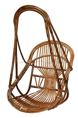All INDIA HANDICRAFTS Hanging Chair Wooden Bamboo 100% Cane for Comfort Indoor & Outdoor Swing Chair for Kids, Adults 2