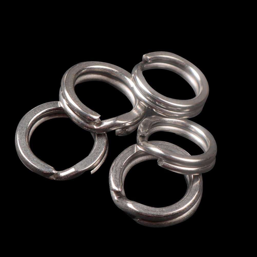 esowemsn A Box of 200pcs Stainless Steel Fishing Split Rings Double Fishing Lure Rings Kit Wire Snap Ring Fishing Lures Hook Connector 6-9mm Split Rings 3