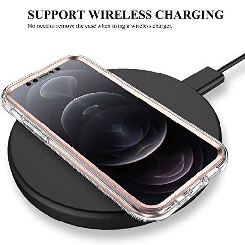 Troniker Stylish Bumper Case Designed for iPhone 12 Pro, Pink Marble iPhone 12 Case for Women Girls Boys Full-Body Protective Case Cover with Built-in Screen Protector 5