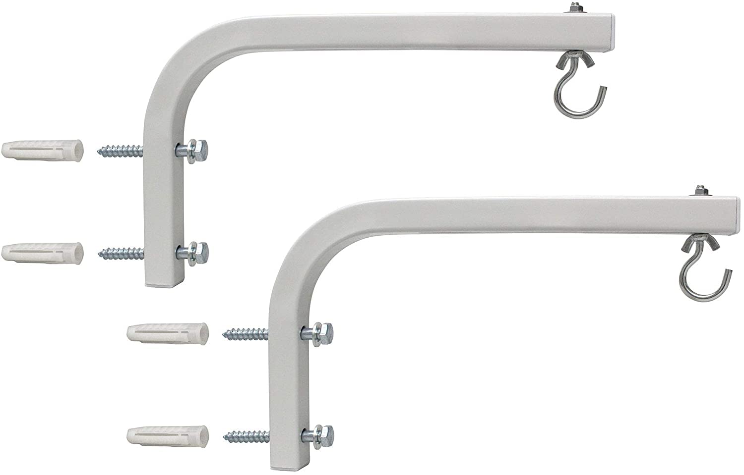 Akia Screens 10 inch Universal Projector Screen L-Bracket Wall Hanging Mount Kit 10" Adjustable Extension with Hook for Projector Screen Indoor Outdoor Movie Video Home Theater, White, AK-ZLB10W 1