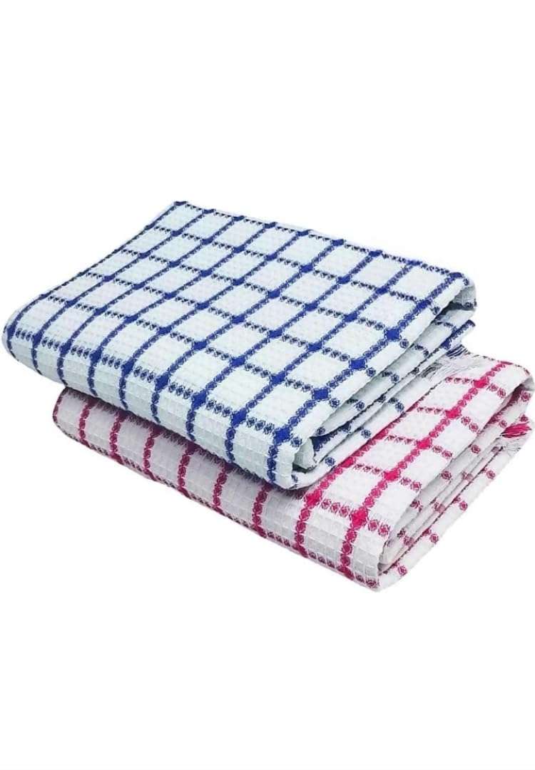 T TRENDY MART Amro Cotton Bath Towels, 75 x 150 cm, Set of 1 Blue and Red Check Pattern (Any Color) 1