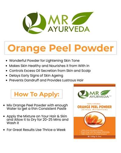 MR Ayurveda 100% Organic Orange Peel Powder | Orange Peel Powder for Skin | Orange Peel Powder for Face | No Added Chemicals - Set of 4 (400 Grams) 3