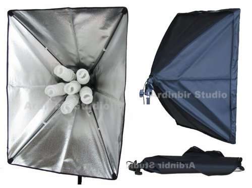 Ardinbir Studio 1200w 5500K Daylight Continuous Cool Fluorescent Video Lighting Kit with Portable Collapsable Easy Open 20"x28" Softbox Diffuser and Light Stand 2