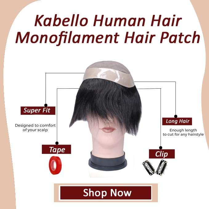 Kabello Hair Loss Solution Hair Patch/Wigs/Human Hair Toupee Mono Base 6 inch Hair (10x7, Light Brown) 5