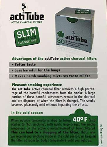 Actitube by Rolling Filters Activated Charcoal Slim Smoking Filter Tips - Pack of 2 (2 x 50 units) 5