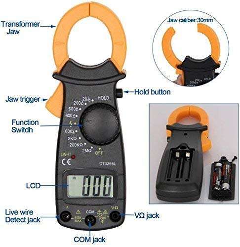 Drake Digital Clamp Multimeter AC DC Voltmeter Ammeter Ohmmeter Volt Tester LCD Meter,with overload protection function 5