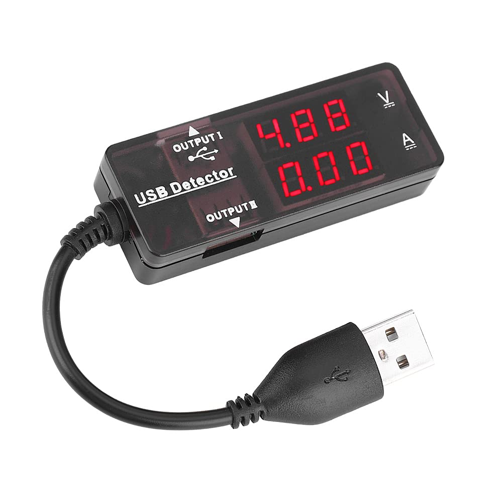 YB26VA Display USB Voltage Ammeter Tester, Built in smart recognition chip, small size for mobile phones, tablets for USB devices, made of (Homochromy Plugged in and Not