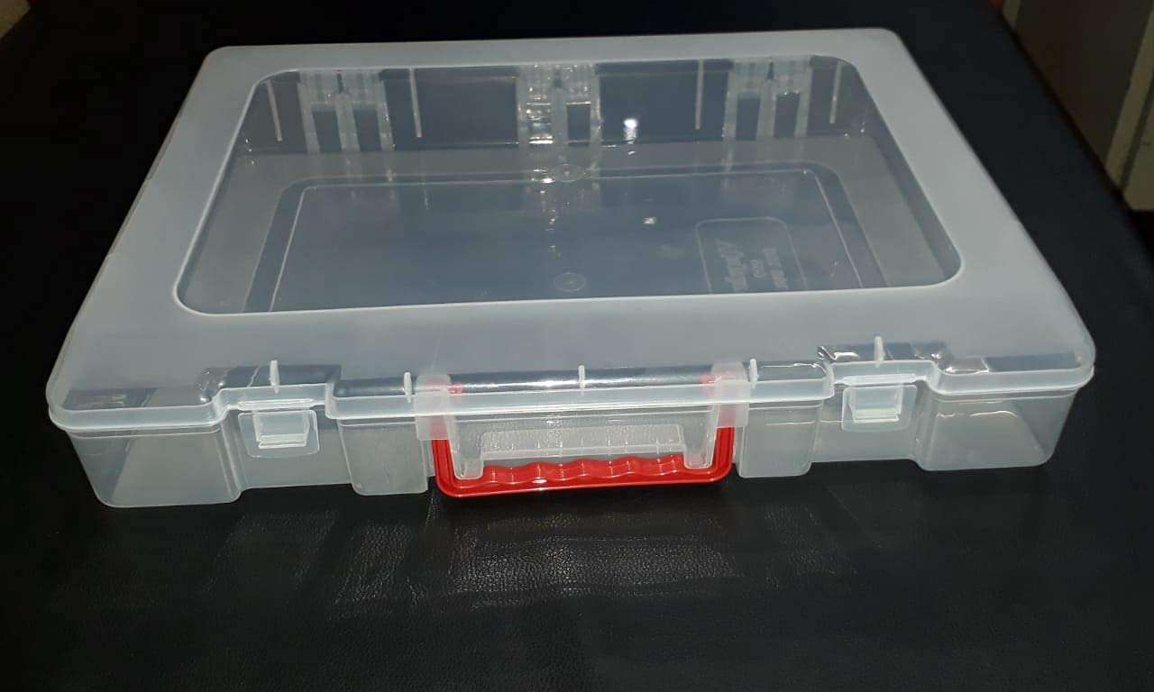 SHYONA Multi-Purpose Rectangular Plastic Storage Box with Locks and Handle | Matte Finish Transparent Plastic Organizer Box for Saree, Laptop, Books & Clothes - (15 x 12 x 2.5 inch), (Pack of 10) 6