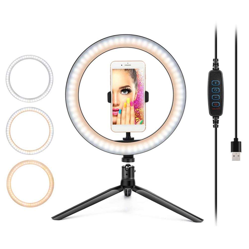 angel3292 6/10 Inch LED Ring Light,Ring Light Tripod Photo Video LED Lighting Desktop Adjustable LED Ring Light Camera Phone Live Studio Fill Lamp 1# 4