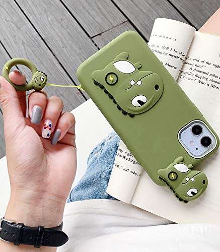 TopFunny Cases for iPhone 11 Case Silicone Cartoon 3D Cute Animals Design Soft TPU Slim Fit Rubber Bumper Protective Cover Shockproof Case Compatible with iPhone 11 6.1" Dinosaur 4