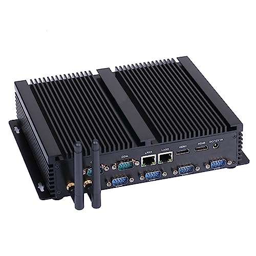HUNSN Fanless Industrial PC, Mini Computer, I5 4200U 4250U 4258U 4278U 4288U, Windows 11 / Linux Ubuntu, IM04, 2 x HDMI, 2 x LAN, 6 x COM, 4 x USB3.0, 4 x USB2.0, 8G RAM, 512G SSD, 1TB HDD 1