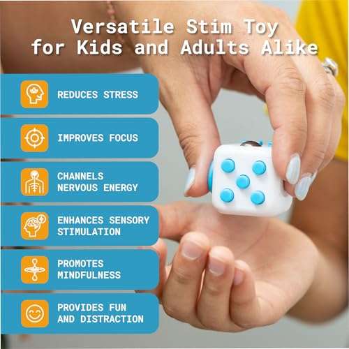 Antsy Labs The Original Fidget Cube, Stress Relief Desk Toy with 6 Sides, Gadget for Focus, Anxiety Relief, Sensory Processing Challenges, Fun Gift for Kids, Teens, and Adults, Pocket-Sized, Dice 3