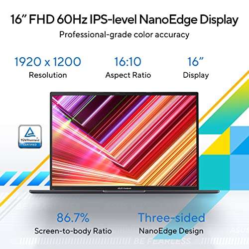 ASUS Vivobook 16 (2023), Intel Core i5-13500H 13th Gen, 16" (40.64 cm) FHD+, Thin & Light Laptop (16GB/512GB SSD/Intel Iris Xᵉ/Win 11/Office 2021/Backlit KB/Fingerprint/Black/1.88 kg), X1605VA-MB541WS 3