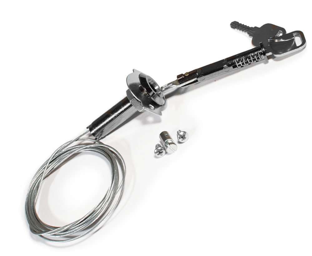 Garage door release key, garage door lock, emergency key release, release lock with stainless steel plate and chrome spiral nails 2